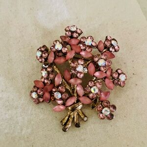 Banana Republic Pink and Gold Floral Brooch